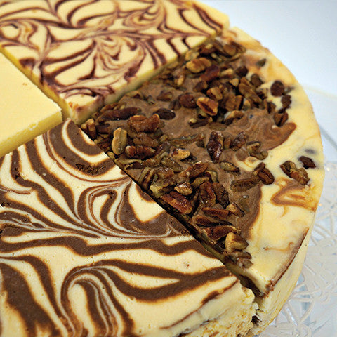 Cheesecake Variety Pack - Includes Plain, Pecan Caramel, Marble and Raspberry Cheesecake.